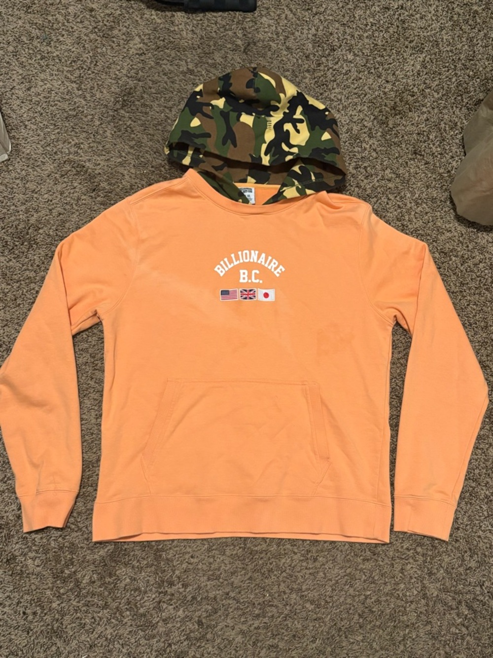 Billionaire Boys Club Peach Hoodie with Camo Hood Lining